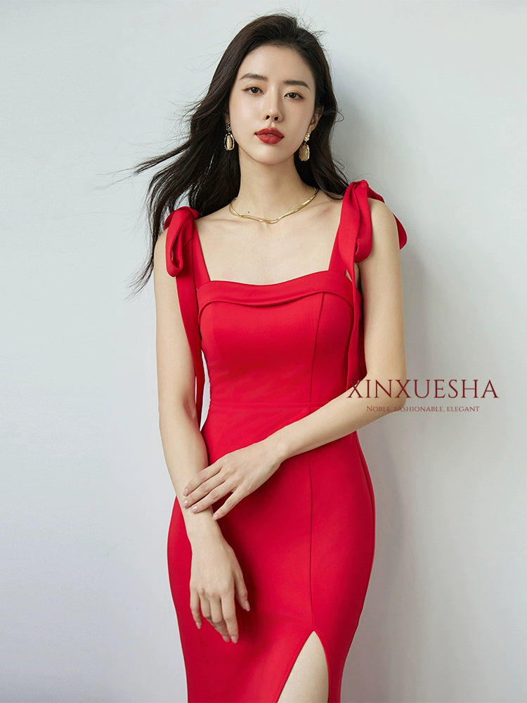 Amay Tied Slim Fit Slimming Banquet Celebrity Same Evening Dress