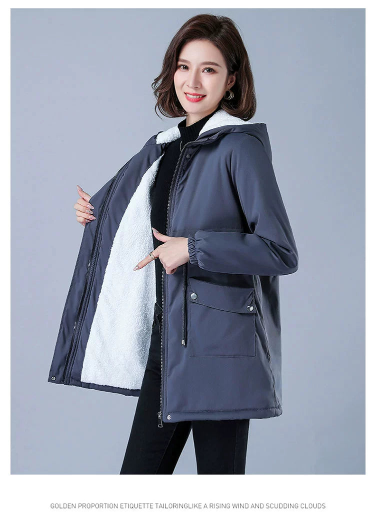 Maxy Length Long Length Autumn and Winter Casual Thickening Cotton Coat Trench Coat