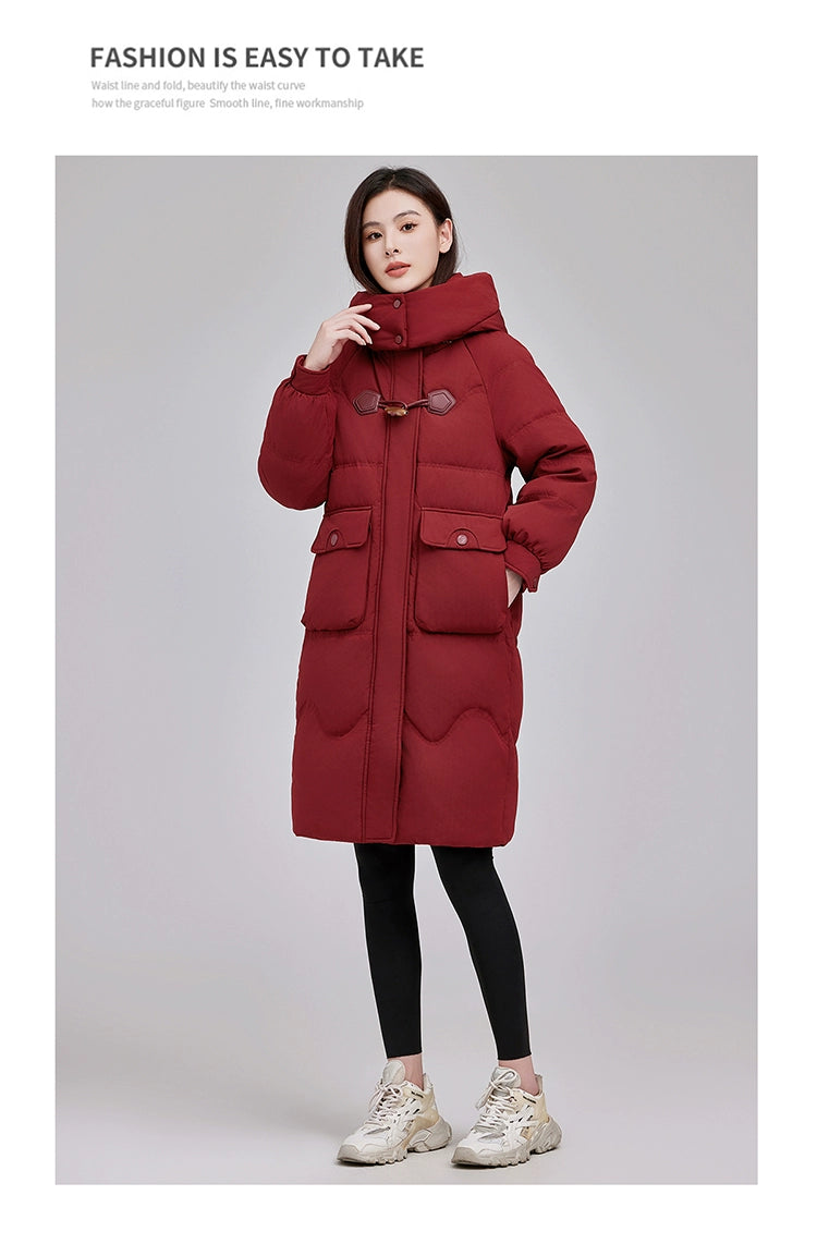 Maxy Yaloo Mid Length Long Length Loose and Warm Outwear down Jacket