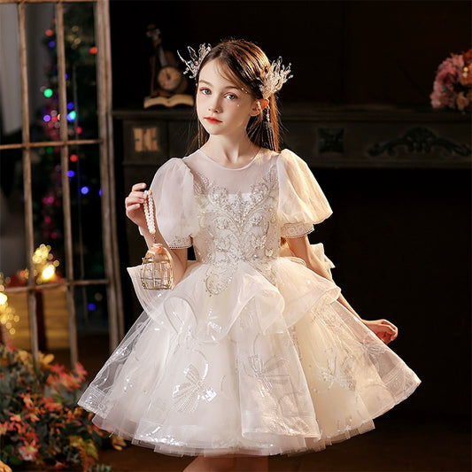 MaxybDresses of Bride Fellow Kids Women's 2024 Autumn New Classy Princess Dress Birthday Piano Catwalk Show Little Host Children's Performance