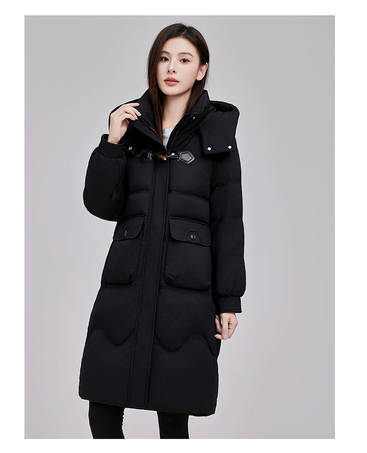 Maxy Yaloo Mid Length Long Length Loose and Warm Outwear down Jacket