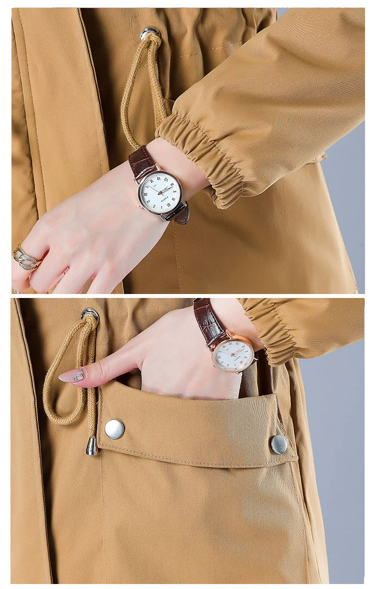 Maxy Length Long Length Autumn and Winter Casual Thickening Cotton Coat Trench Coat