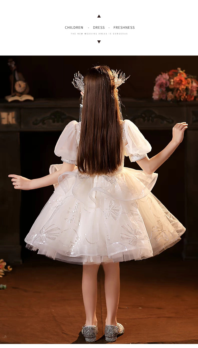 MaxybDresses of Bride Fellow Kids Women's 2024 Autumn New Classy Princess Dress Birthday Piano Catwalk Show Little Host Children's Performance