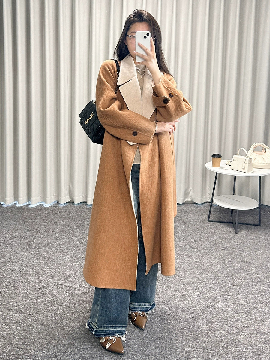 Babs Long Trench Coat for Women 2024 New Arrival Spring, Autumn and Winter Fancy Super Nice Hepburn Style Elegant Slimming Overcoat Outwear