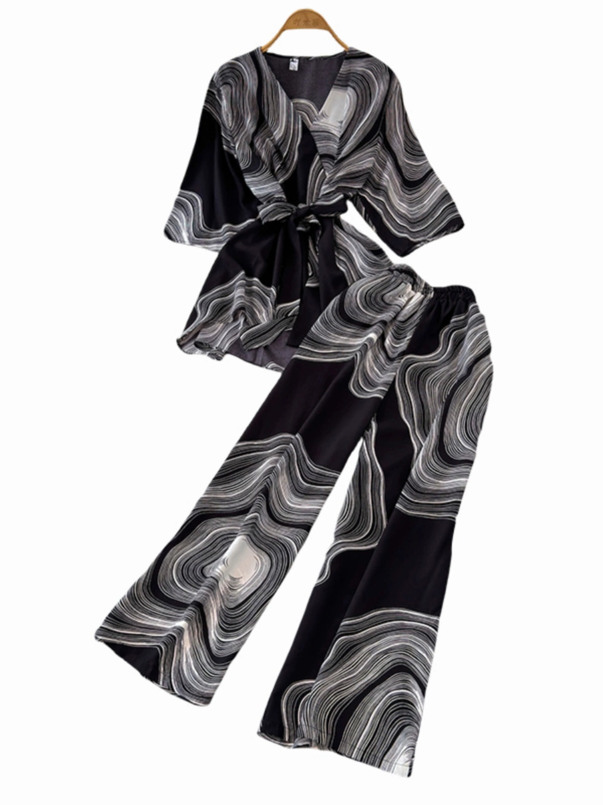 Maxy New Arrival Fashion Summer Suit Female Special-Interest Design Adult Lady like Woman Fried Street Tops + High Waist Loose Pants Two-piece Set