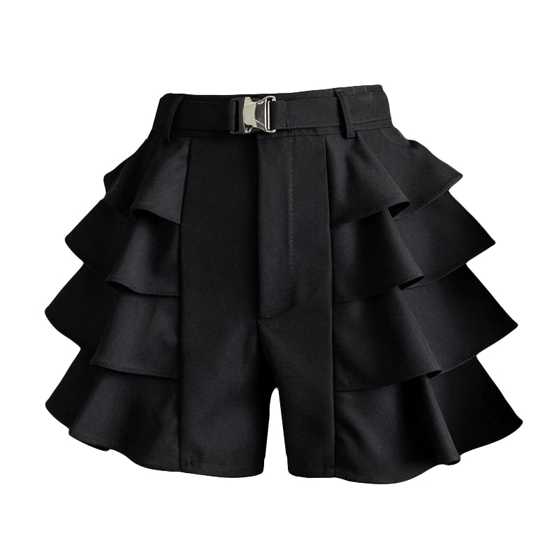 Babs Spring and Autumn Well-Designed Black Shorts Cake A- line Skirt