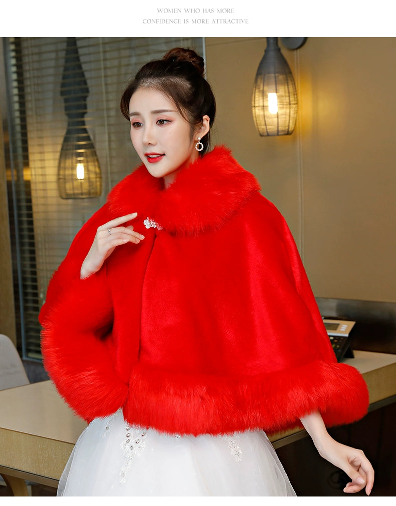 Wedding Shawl Winter Wedding Dress Big Cape Coat Winter 2024 New Wedding Wool Outer Wear Female Fall and Winter Bride