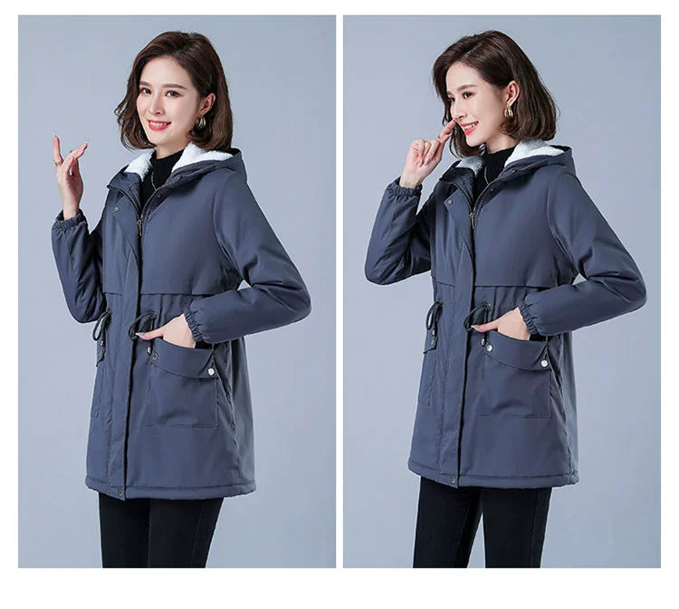 Maxy Length Long Length Autumn and Winter Casual Thickening Cotton Coat Trench Coat