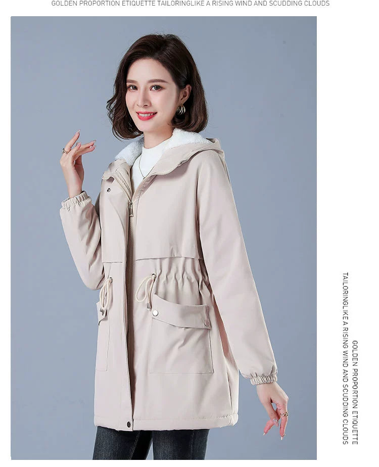 Maxy Length Long Length Autumn and Winter Casual Thickening Cotton Coat Trench Coat