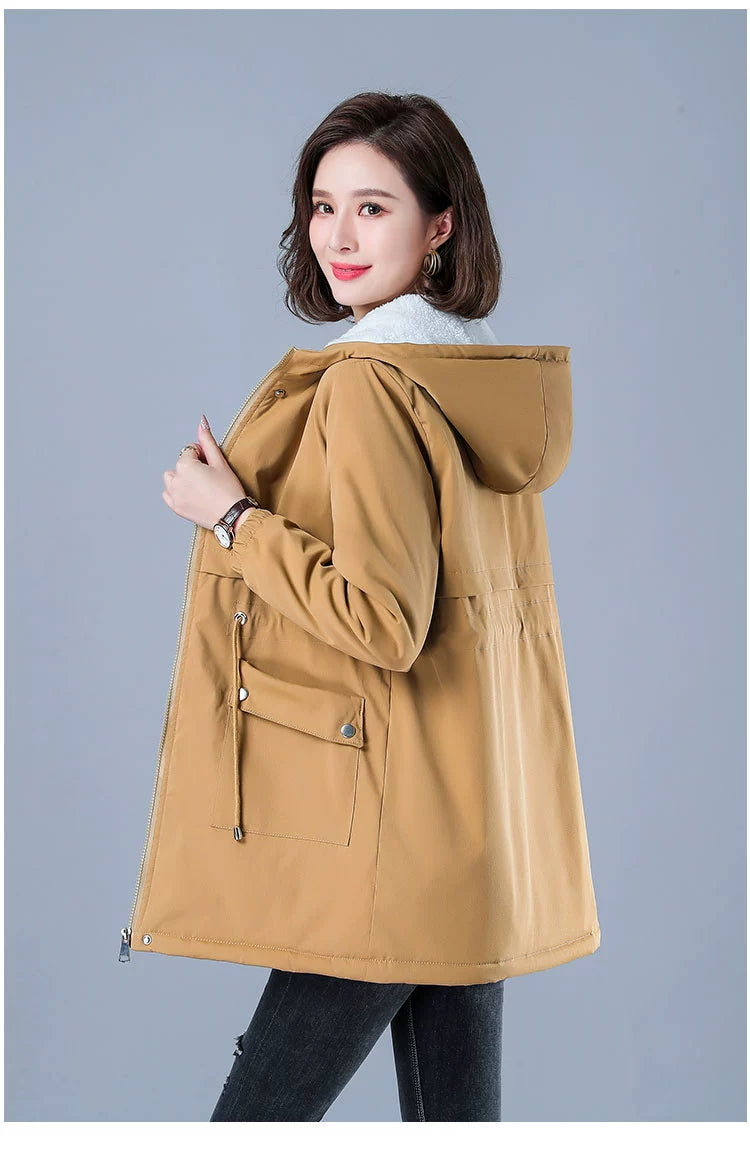 Maxy Length Long Length Autumn and Winter Casual Thickening Cotton Coat Trench Coat