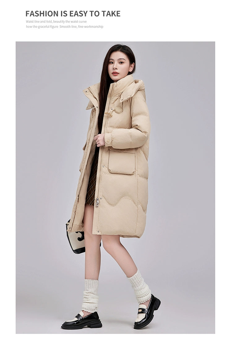 Maxy Yaloo Mid Length Long Length Loose and Warm Outwear down Jacket