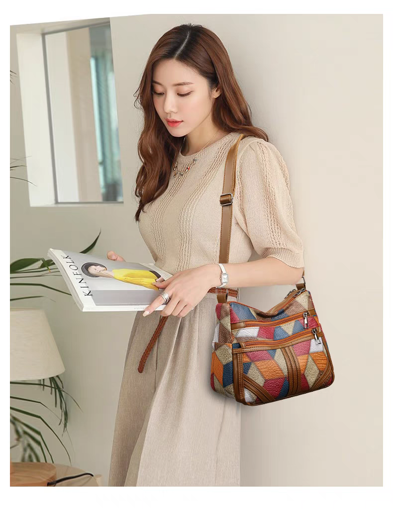 Maxy Multi-Layer Large Capacity Neutral Casual Shoulder Leather Women Bag