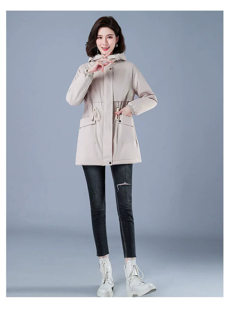 Maxy Length Long Length Autumn and Winter Casual Thickening Cotton Coat Trench Coat