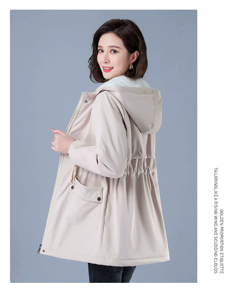 Maxy Length Long Length Autumn and Winter Casual Thickening Cotton Coat Trench Coat