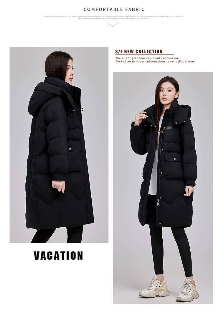 Maxy Yaloo Mid Length Long Length Loose and Warm Outwear down Jacket