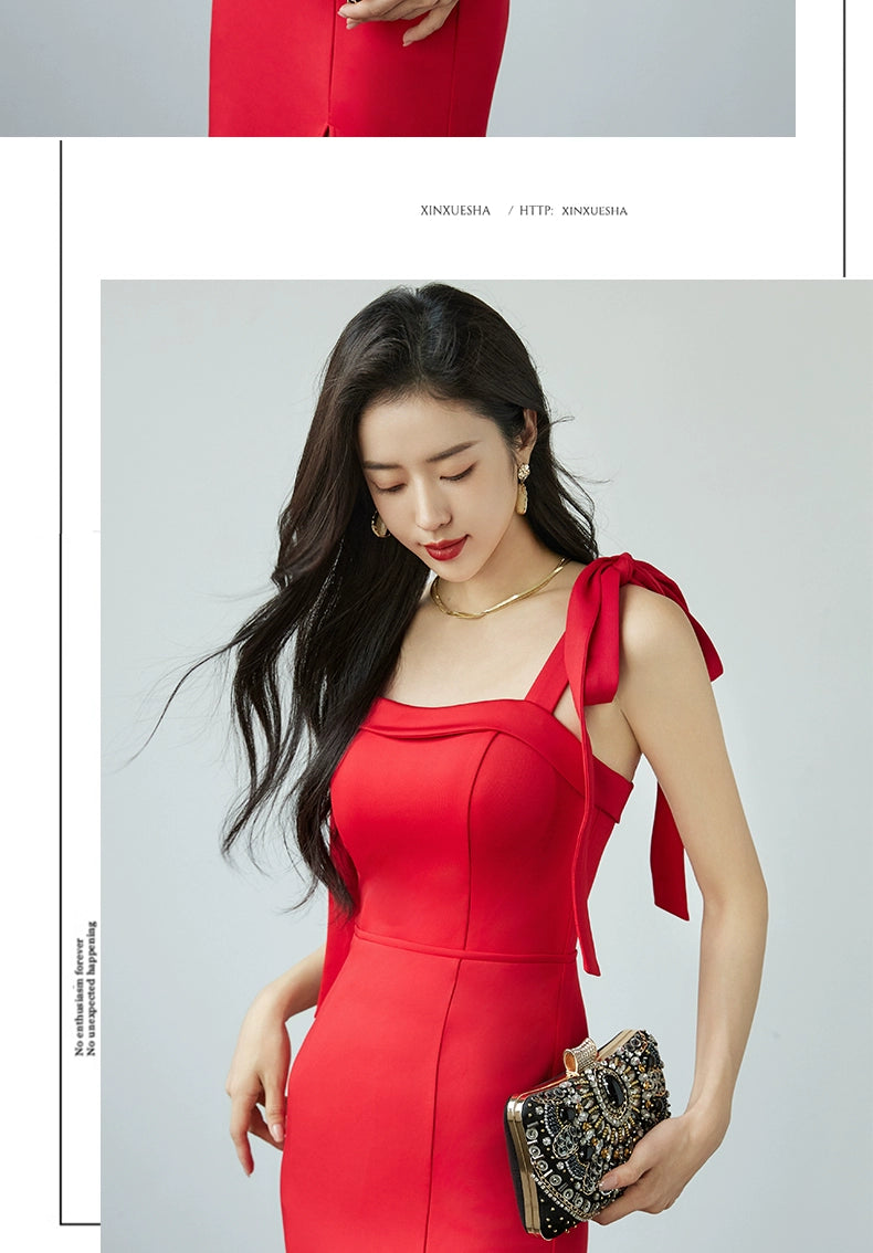 Amay Tied Slim Fit Slimming Banquet Celebrity Same Evening Dress