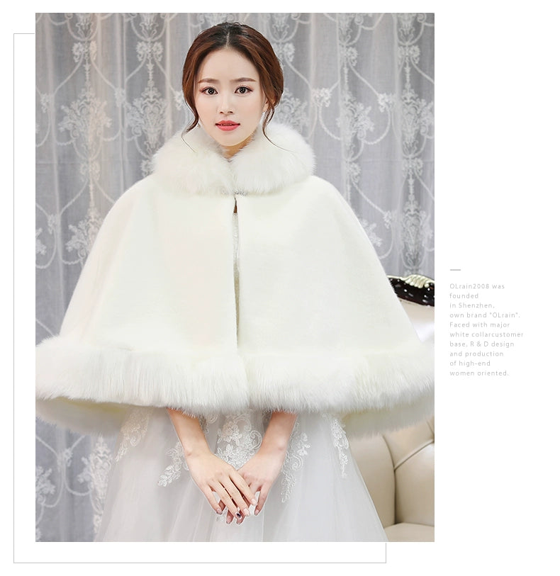 Wedding Shawl Winter Wedding Dress Big Cape Coat Winter 2024 New Wedding Wool Outer Wear Female Fall and Winter Bride