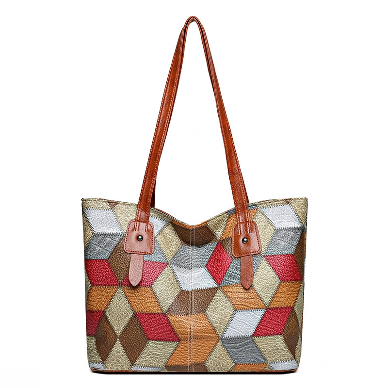 Maxy New Arrival Fashion Middle-Aged Soft Leather Print Big Bag
