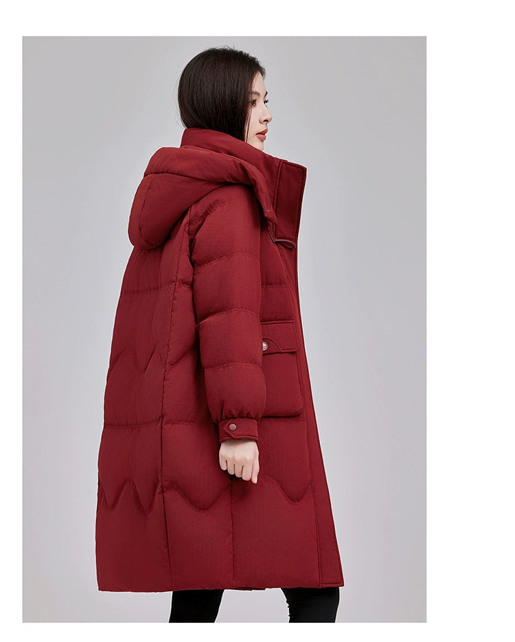 Maxy Yaloo Mid Length Long Length Loose and Warm Outwear down Jacket