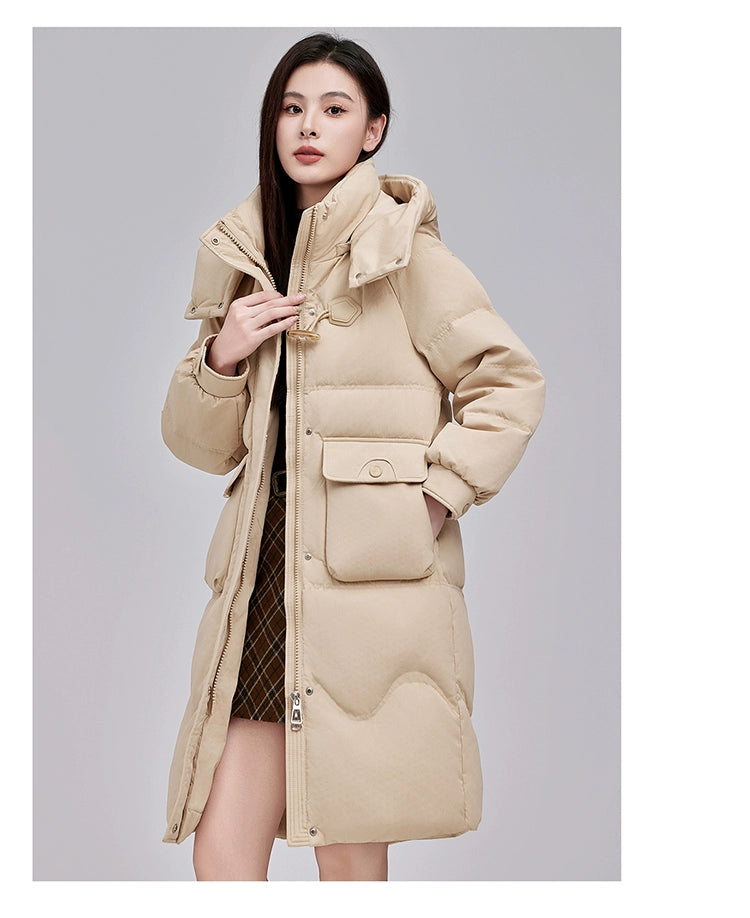 Maxy Yaloo Mid Length Long Length Loose and Warm Outwear down Jacket