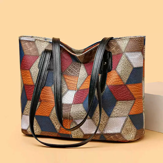 Maxy New Arrival Fashion Middle-Aged Soft Leather Print Big Bag