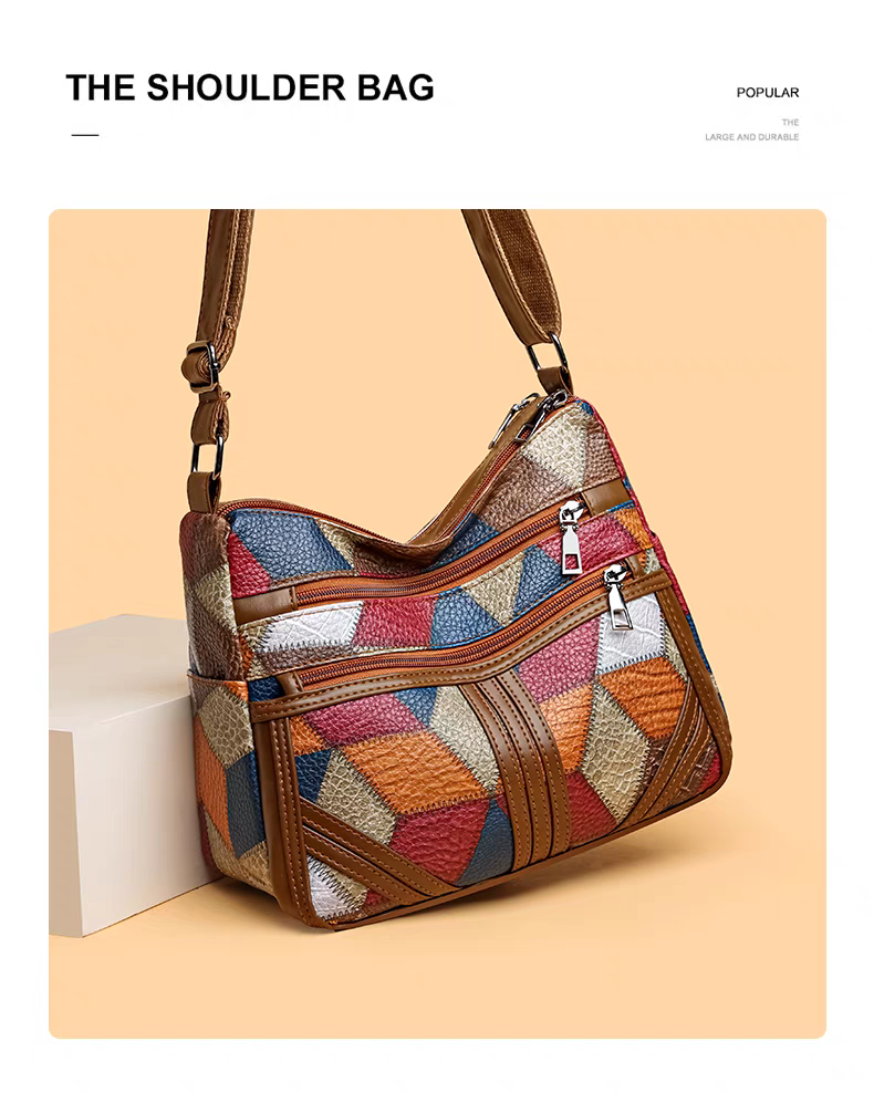 Maxy Multi-Layer Large Capacity Neutral Casual Shoulder Leather Women Bag