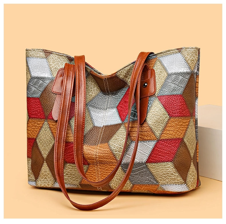 Maxy New Arrival Fashion Middle-Aged Soft Leather Print Big Bag