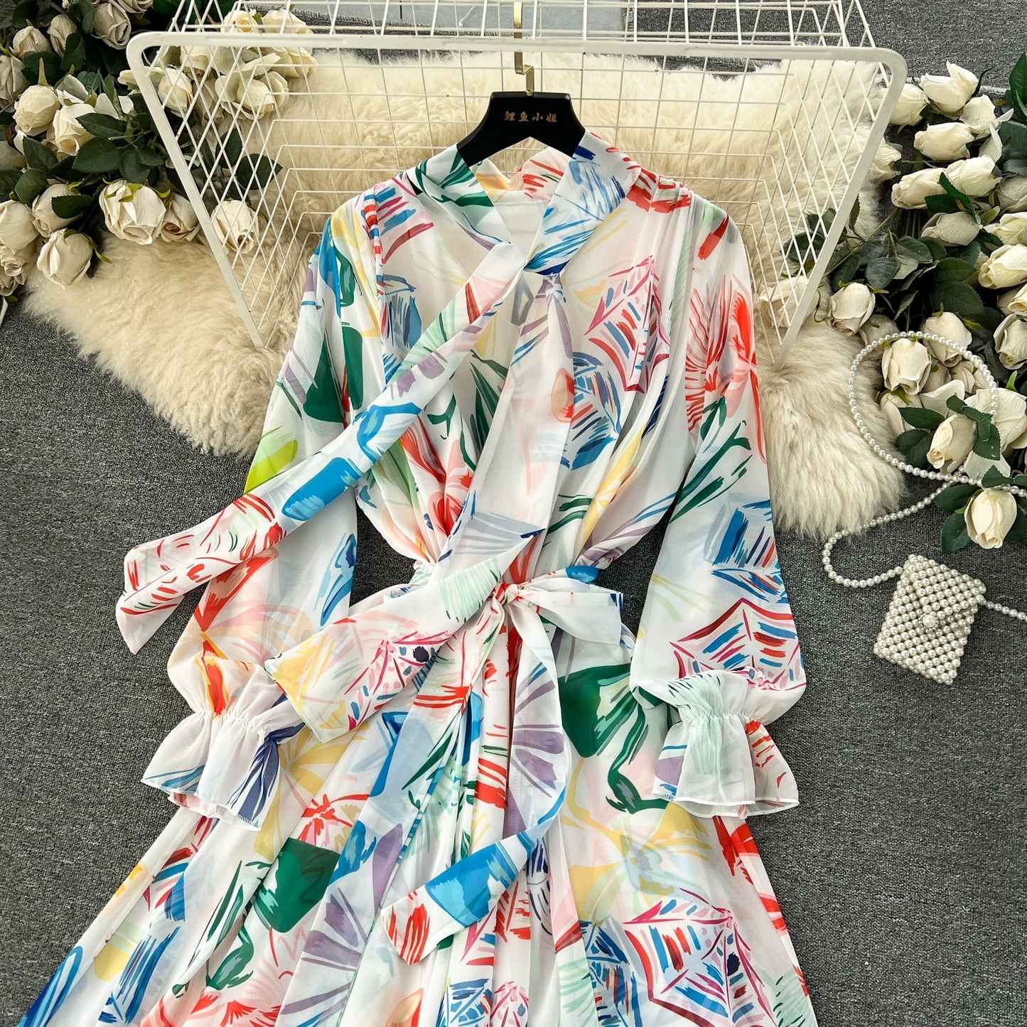 Elegance Graceful Spring Clothing Long Big Swing Chiffon Dress