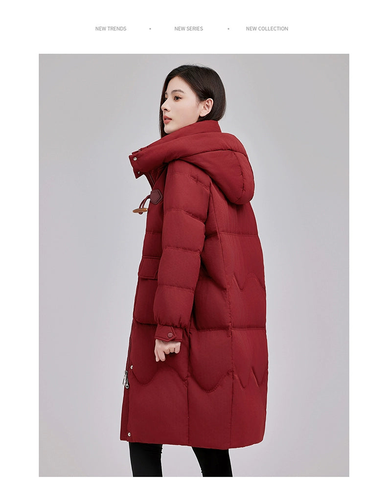 Maxy Yaloo Mid Length Long Length Loose and Warm Outwear down Jacket