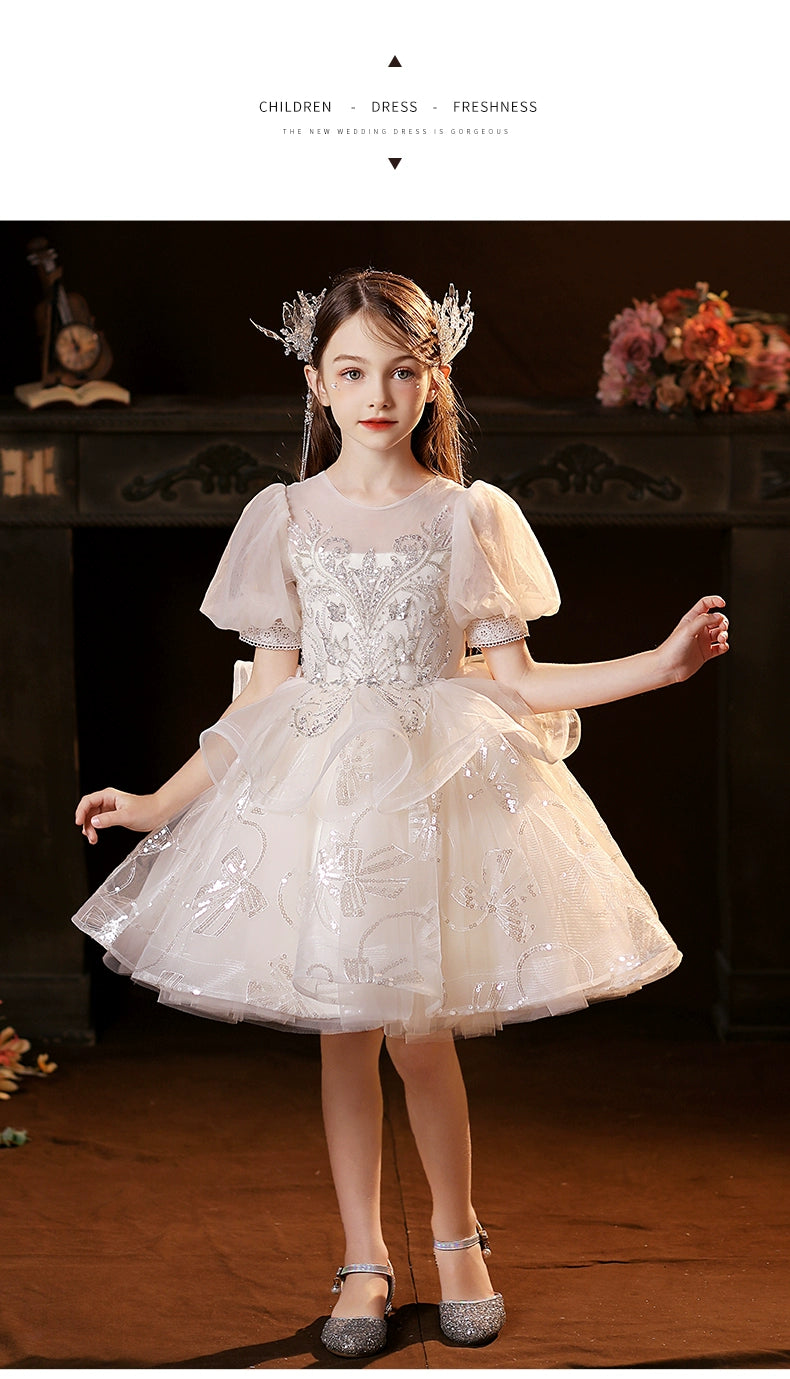 MaxybDresses of Bride Fellow Kids Women's 2024 Autumn New Classy Princess Dress Birthday Piano Catwalk Show Little Host Children's Performance