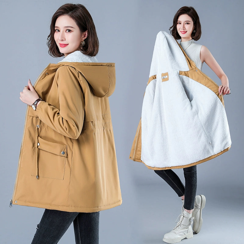 Maxy Length Long Length Autumn and Winter Casual Thickening Cotton Coat Trench Coat