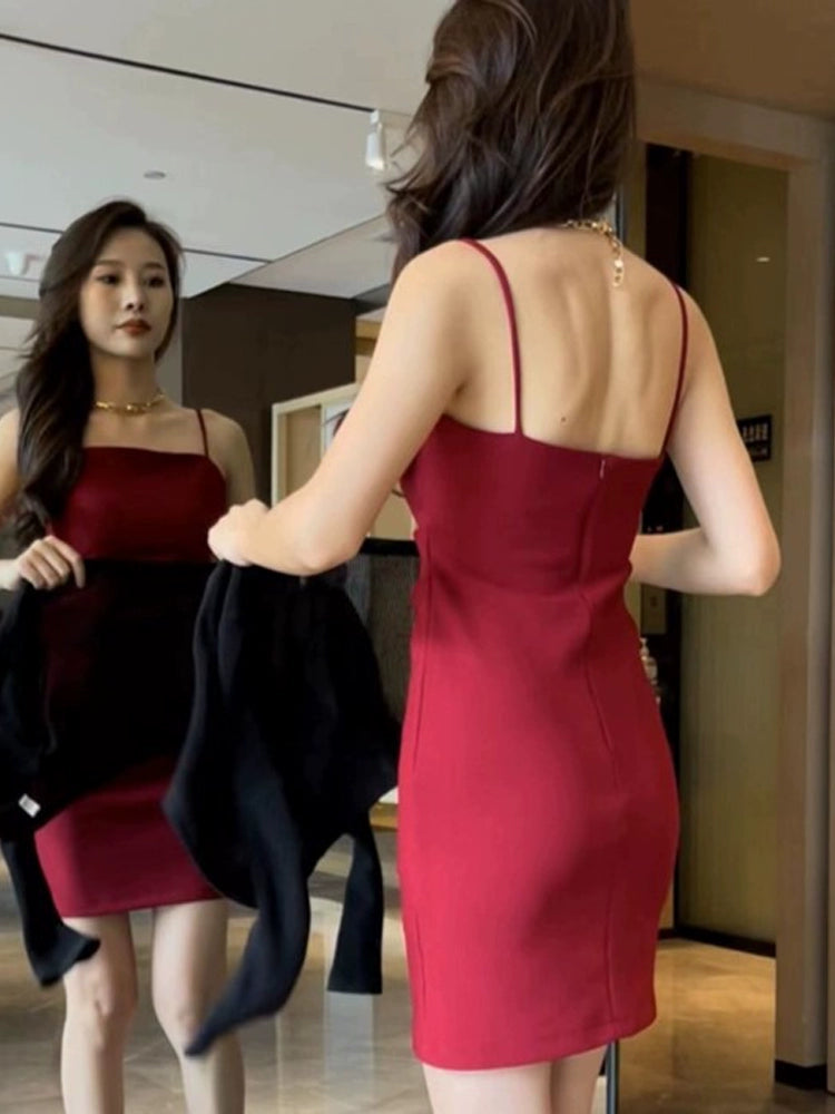 Macy French Style Summer Waist-Tight Elegant Tea Break Sling Dress