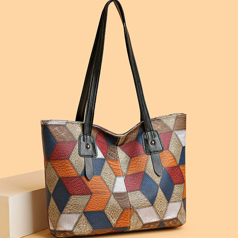 Maxy New Arrival Fashion Middle-Aged Soft Leather Print Big Bag