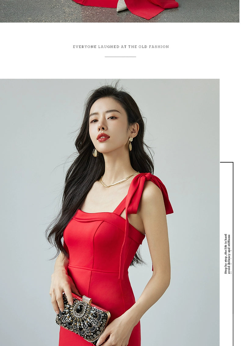 Amay Tied Slim Fit Slimming Banquet Celebrity Same Evening Dress