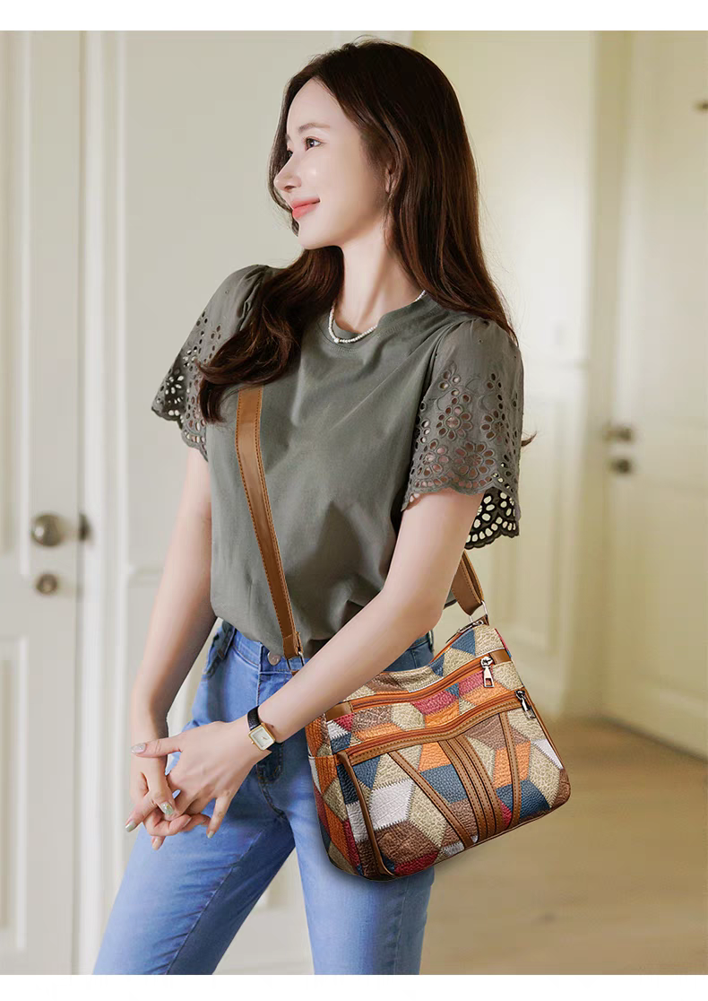 Maxy Multi-Layer Large Capacity Neutral Casual Shoulder Leather Women Bag
