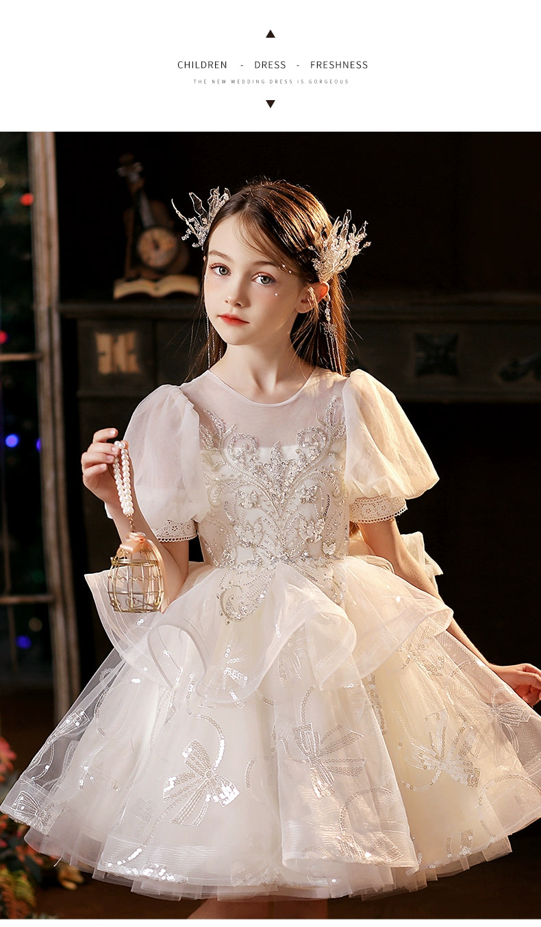 MaxybDresses of Bride Fellow Kids Women's 2024 Autumn New Classy Princess Dress Birthday Piano Catwalk Show Little Host Children's Performance