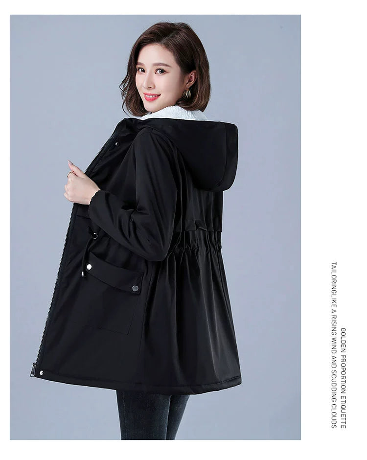 Maxy Length Long Length Autumn and Winter Casual Thickening Cotton Coat Trench Coat