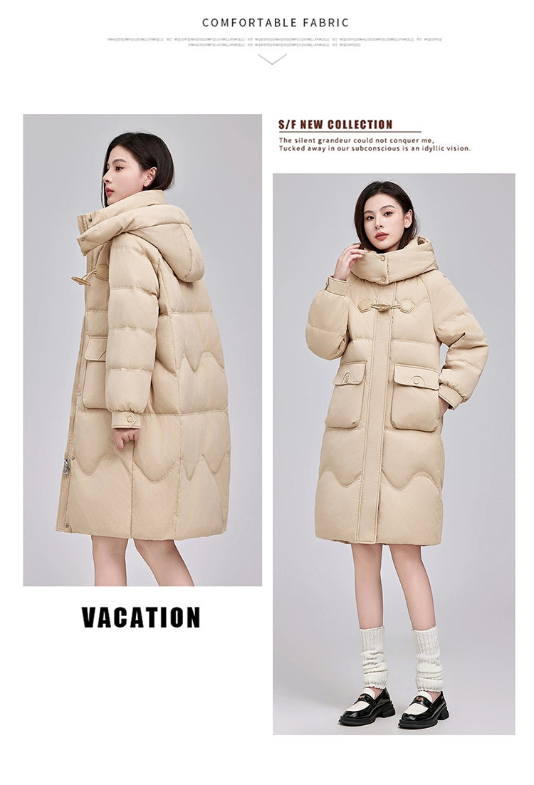 Maxy Yaloo Mid Length Long Length Loose and Warm Outwear down Jacket