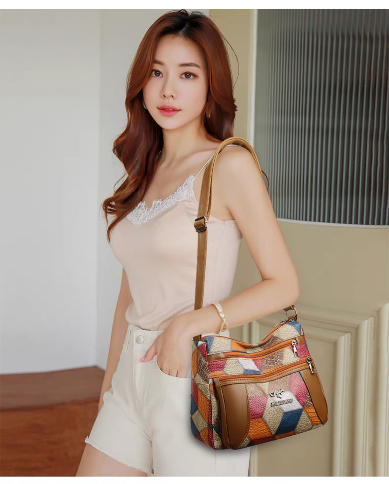 Maxy Multi-Layer Large Capacity Neutral Casual Shoulder Leather Women Bag