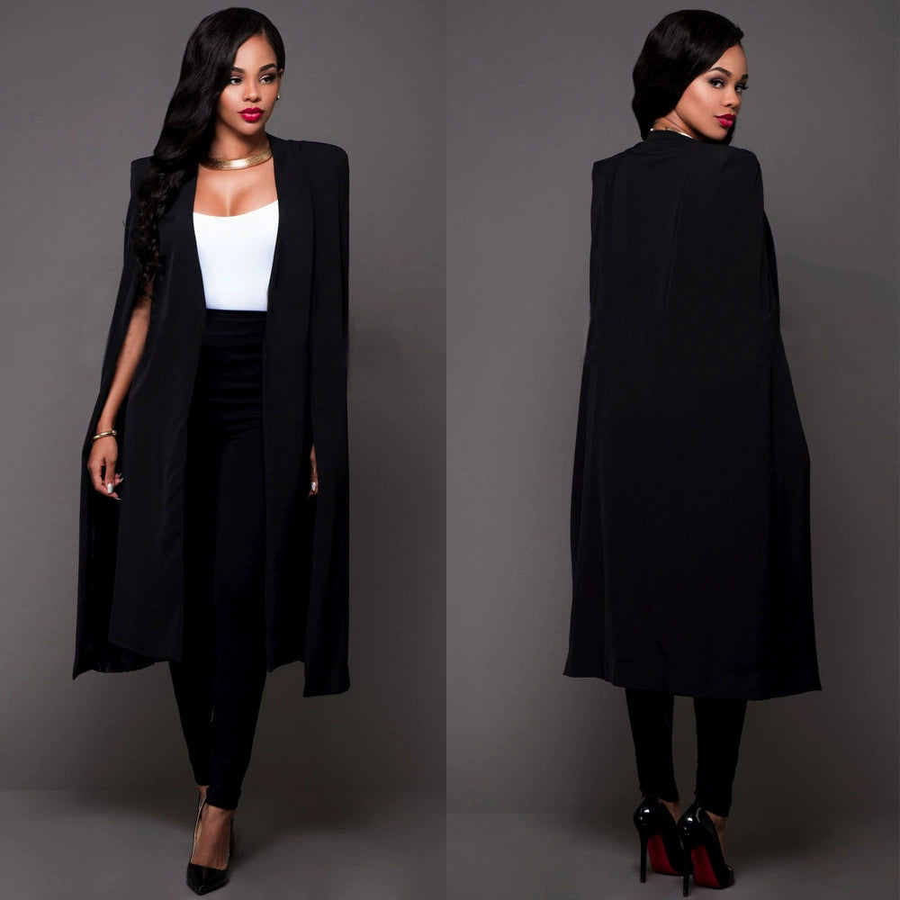 Maxy Autumn Coat Long Suit Jacket for Ladies Black Women Coat 3XL