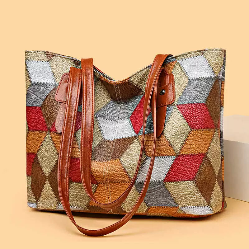 Maxy New Arrival Fashion Middle-Aged Soft Leather Print Big Bag