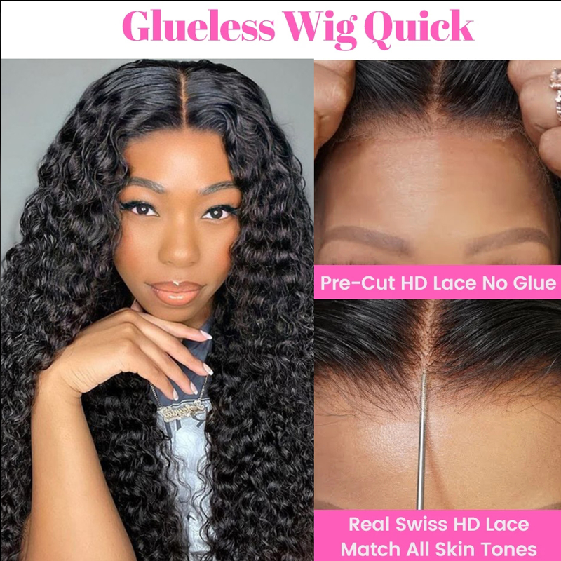 Water Wave Wear And Go Glueless Lace Wig Peruvian Human Hair