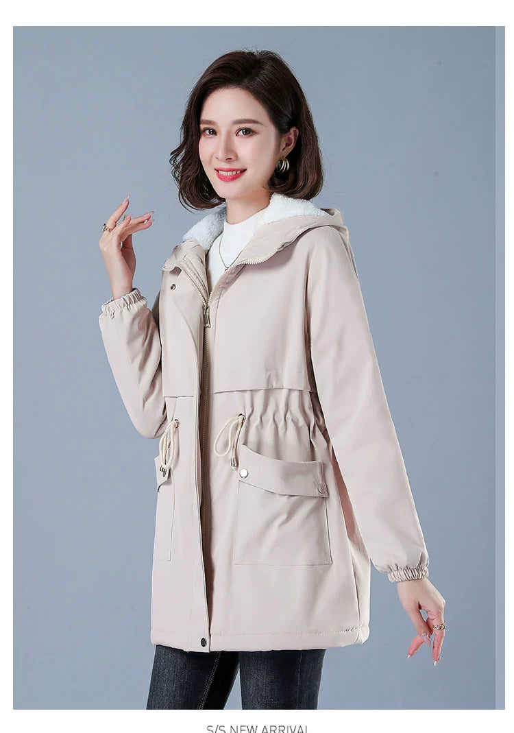 Maxy Length Long Length Autumn and Winter Casual Thickening Cotton Coat Trench Coat