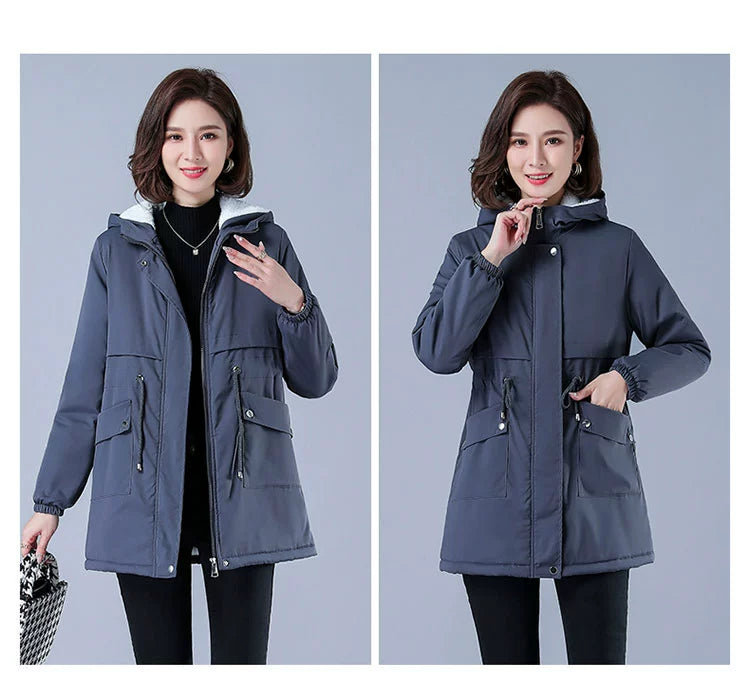 Maxy Length Long Length Autumn and Winter Casual Thickening Cotton Coat Trench Coat