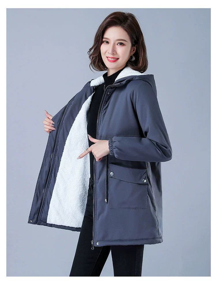 Maxy Length Long Length Autumn and Winter Casual Thickening Cotton Coat Trench Coat