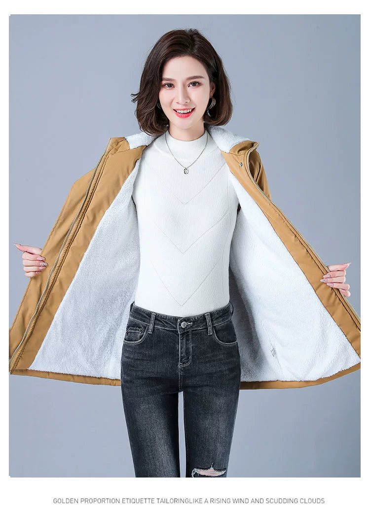 Maxy Length Long Length Autumn and Winter Casual Thickening Cotton Coat Trench Coat