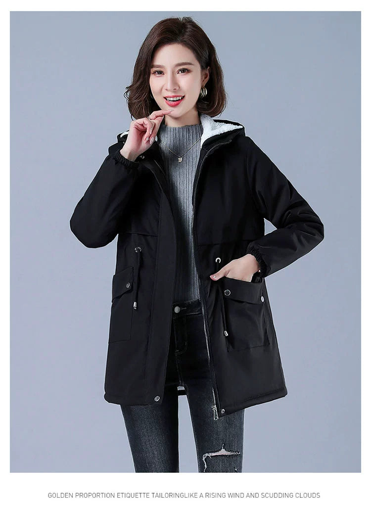 Maxy Length Long Length Autumn and Winter Casual Thickening Cotton Coat Trench Coat