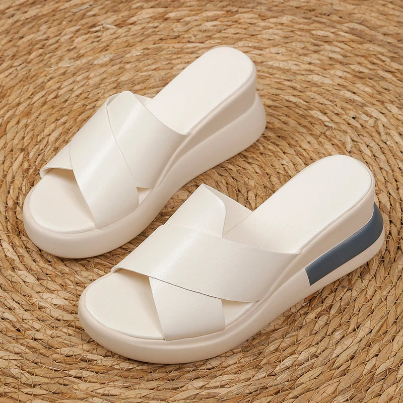 Maxy Women Sandals and Wedges Slippers Summer New Thick-soled Slippers Women's Platform Fashion High-heeled Sheos