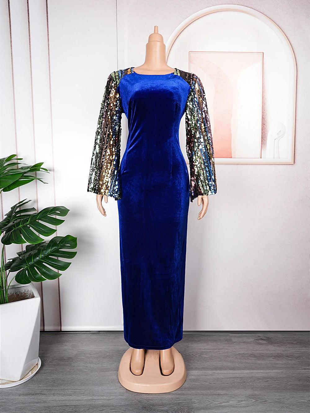 Macy Luxury Sequin Evening Dresses for Women Dubai African Velvet Bodycon Gown Turkey Wedding Party Dress Africa Clothing