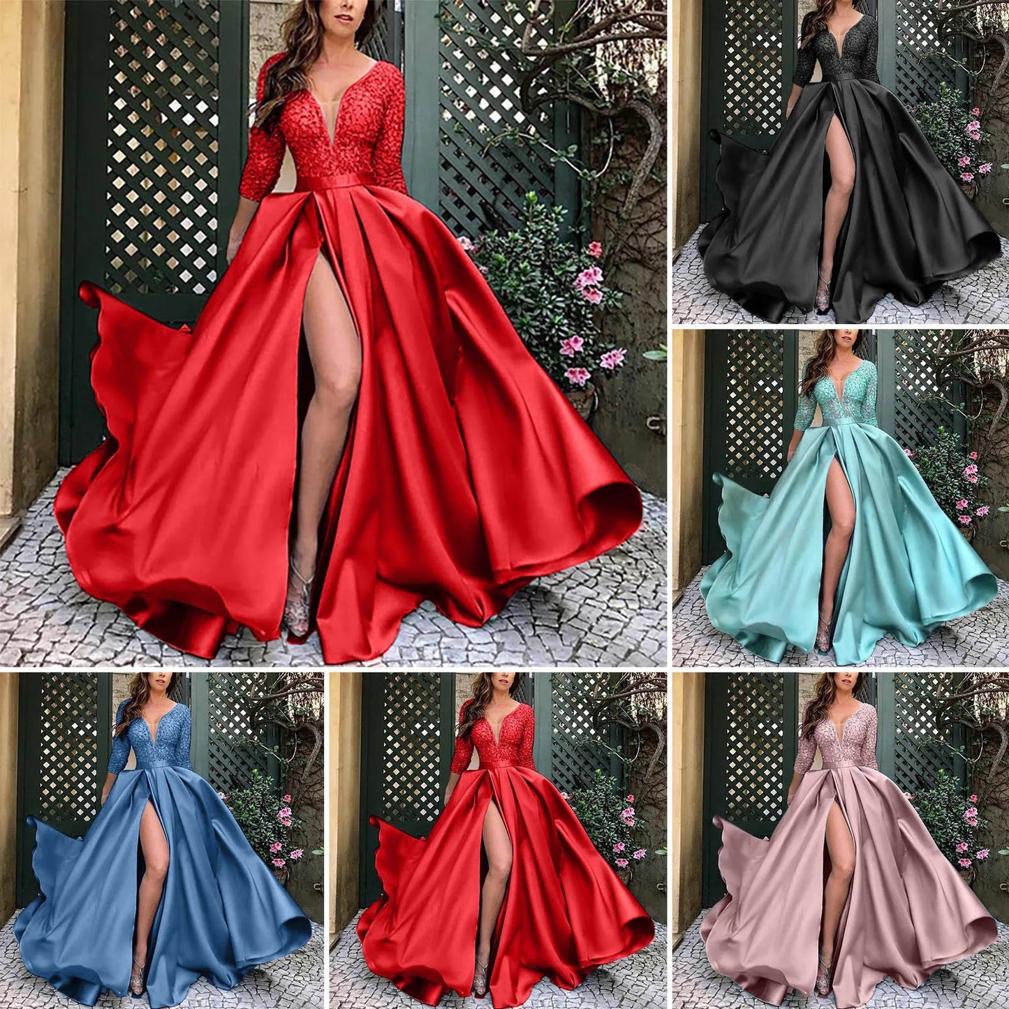 Maxy Women's Elegant Evening Dresses Women's Fashionable Long Dresses Trailing Evening Dresses Solid Color Floor-Length Dresses
